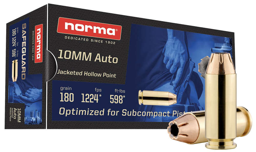 Ammunition Norma Ammunition 598 ft lbs 10mm NORMA 801109265 10MM     180GR JHP SAFEGUARD 50/20